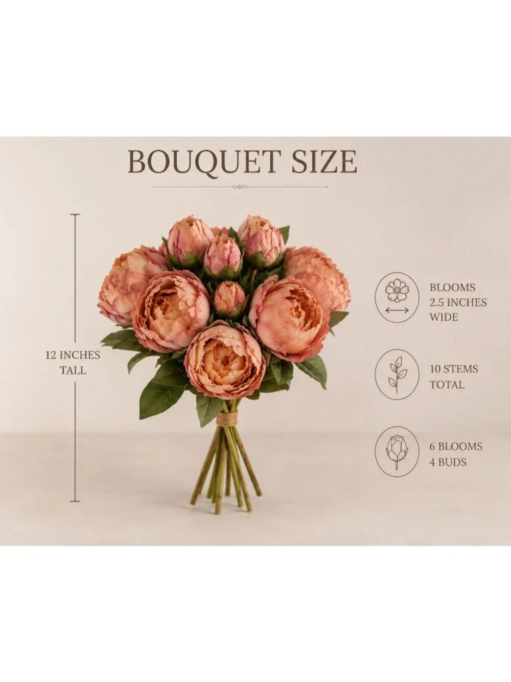 Blush Pink Faux Peony Bouquet Artificial Flowers French Cottage Cottagecore Wedd